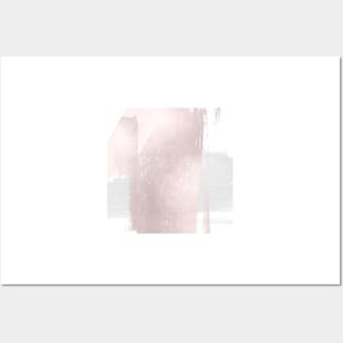 Rose Gold Faux Metallic Watercolor Brush Strokes Posters and Art